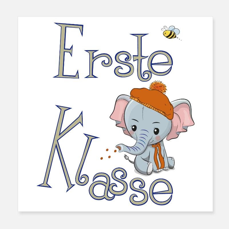 Erste Klasse, Elefant Poster 20x20 cm