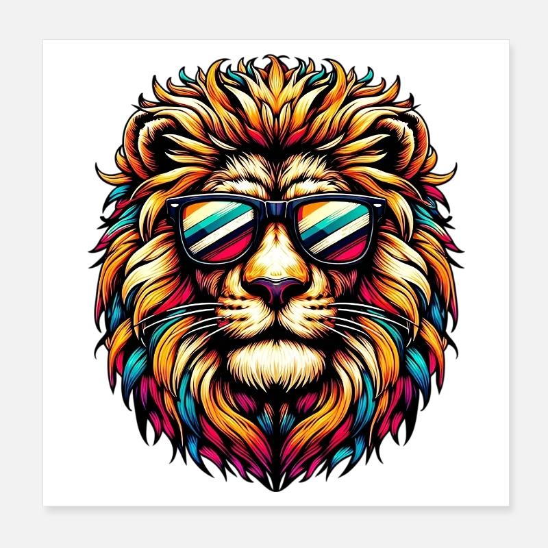 Löwe mit Sonnenbrille Poster 20x20 cm