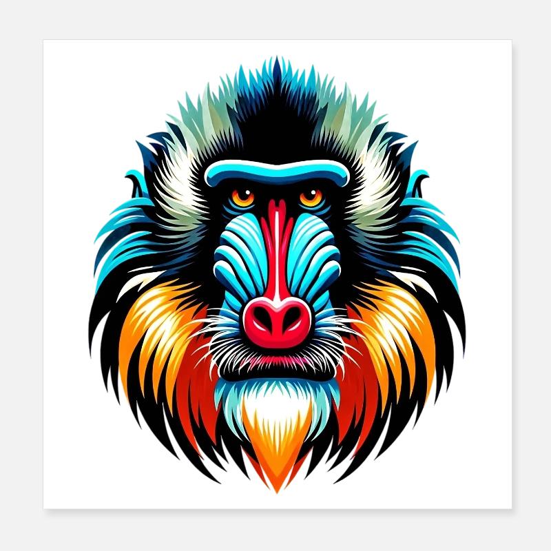 Mandrill-Affe Poster 20x20 cm