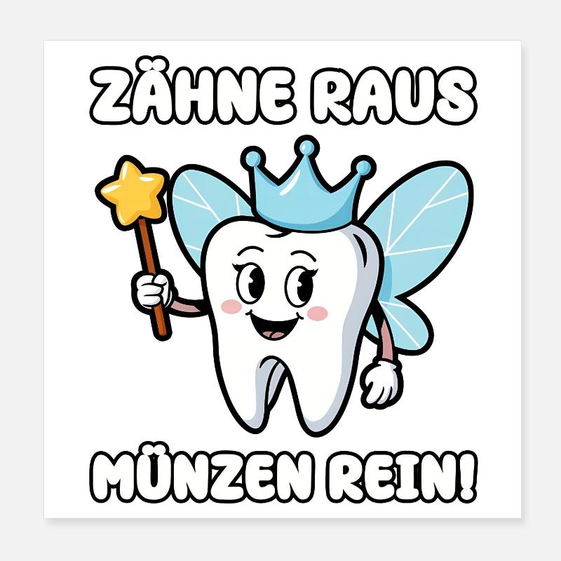 Teeth out, coins in! Poster 8" x 8" (20x20 cm)