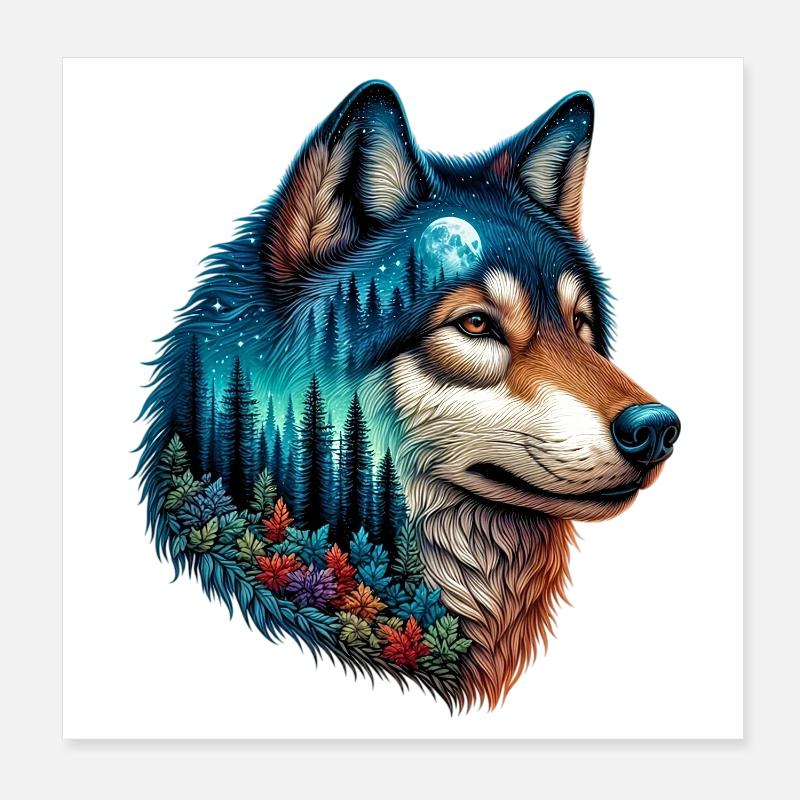 Wolf Poster 8" x 8" (20x20 cm)
