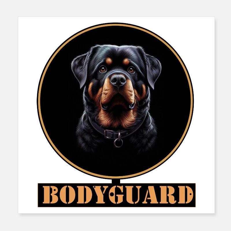 Garde du corps Rottweiler Ring Design Poster 20 x 20 cm