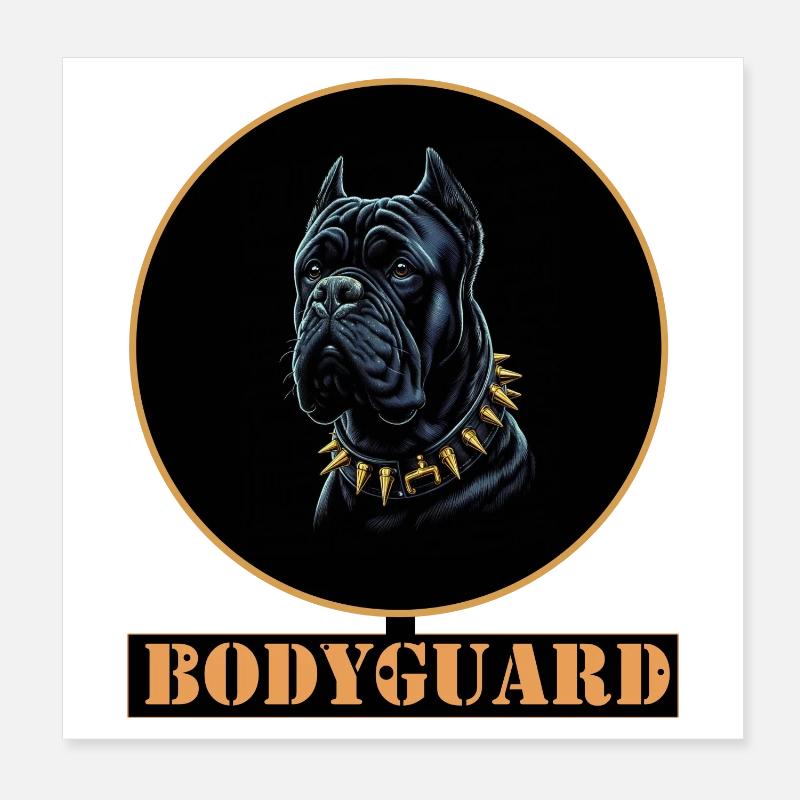 Bullmastiff Chien avec Collier à Pointes - noir Poster 20 x 20 cm