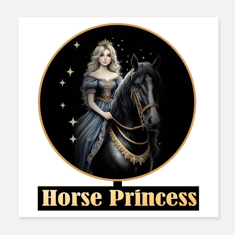 Princesse cheval avec des étoiles Poster 20 x 20 cm