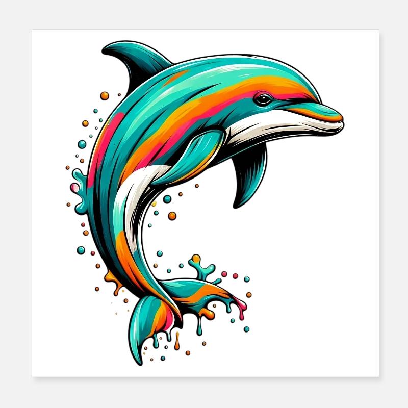 Delfin Poster 20x20 cm