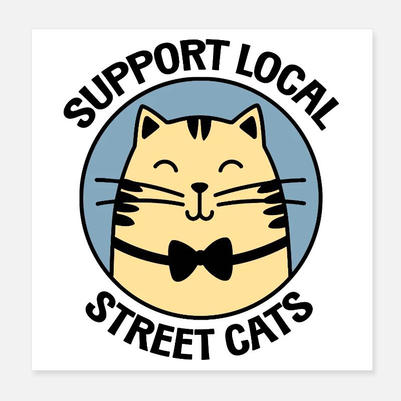 Classy Bowtie Cat – Stylish Cartoon Cat Poster 8" x 8" (20x20 cm)