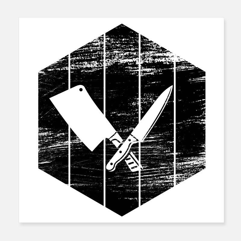 Messer und Hackbeil Poster 20x20 cm