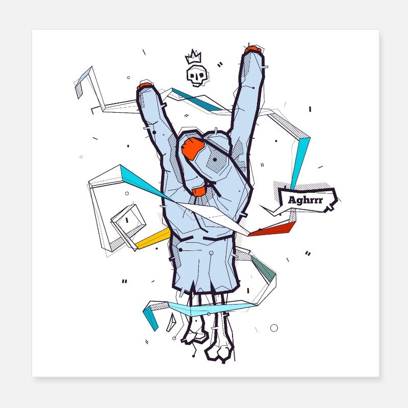 metal hand zombie illustration devils hand s Poster 20x20 cm