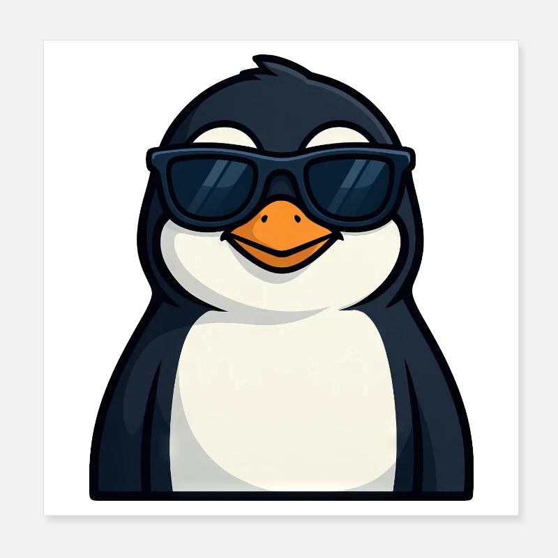 Pingouin cool avec des lunettes de soleil Été Drôle Poster 20 x 20 cm