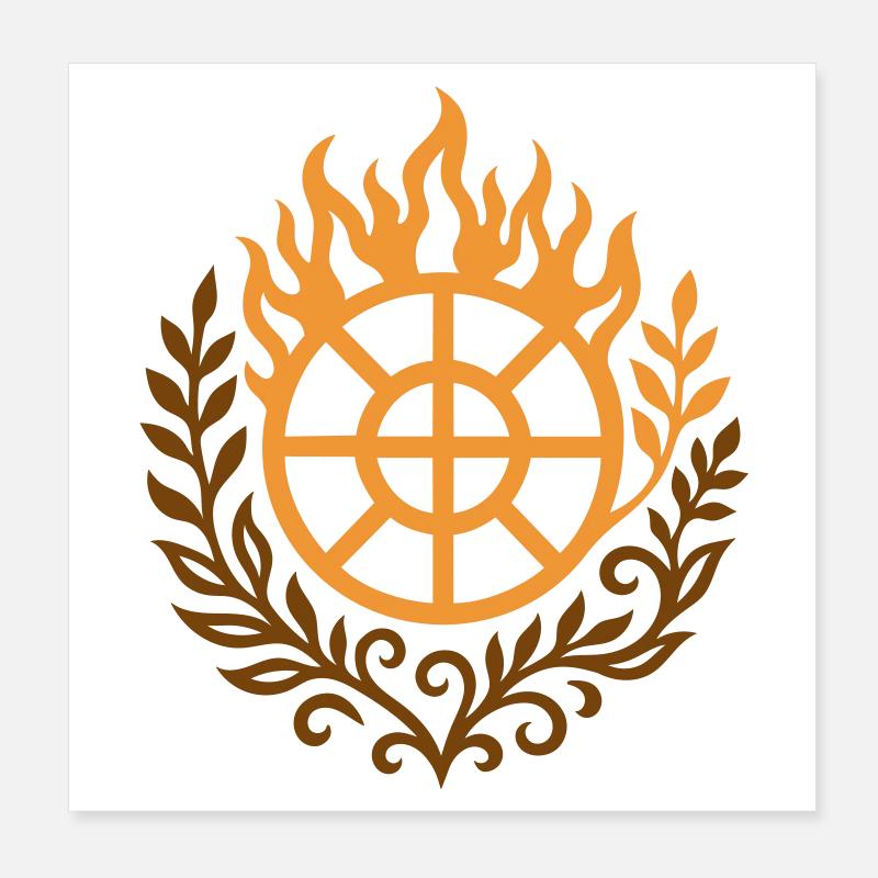Litha Fire Wheel - Solar Power at Midsummer Poster 8" x 8" (20x20 cm)