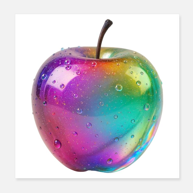 Regenbogen Apfel Ästhetik Design Poster 20x20 cm