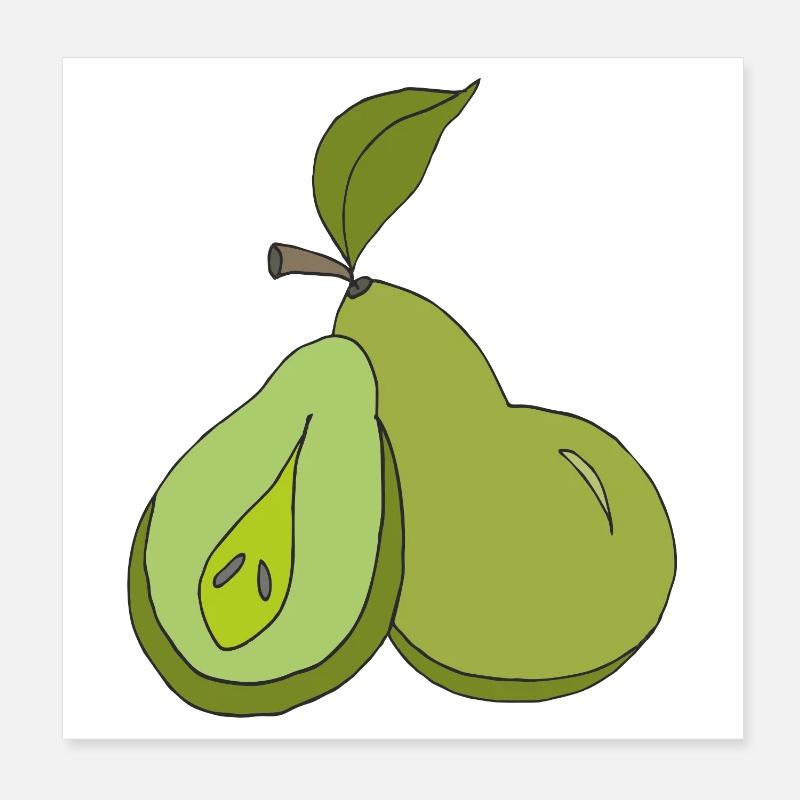 Artistic Pear Illustration Poster 8" x 8" (20x20 cm)