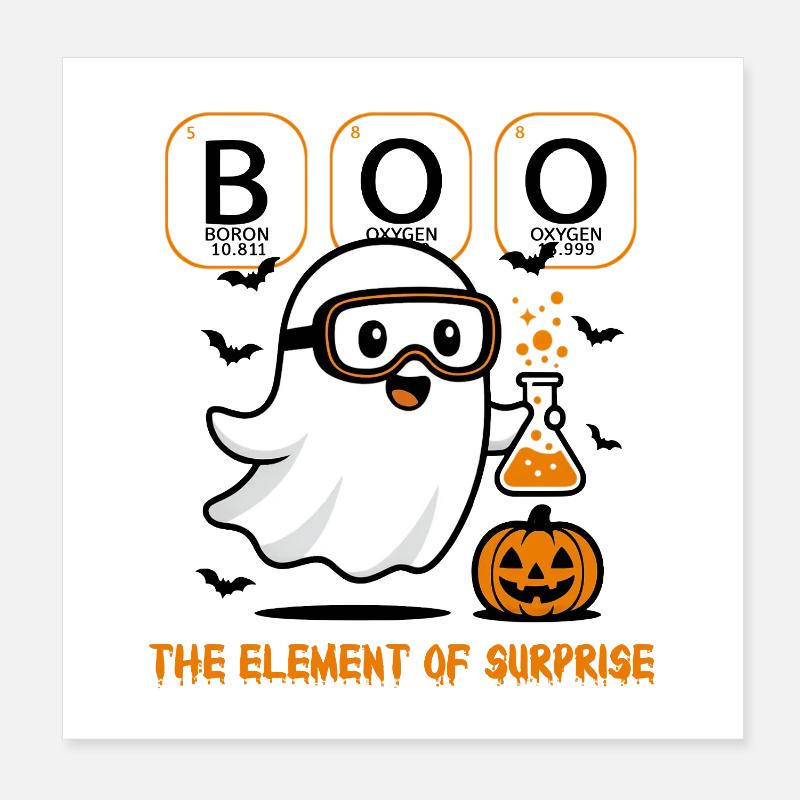 Halloween Ghost Scientist Drôle Enseignant Et Enfants Poster 20 x 20 cm