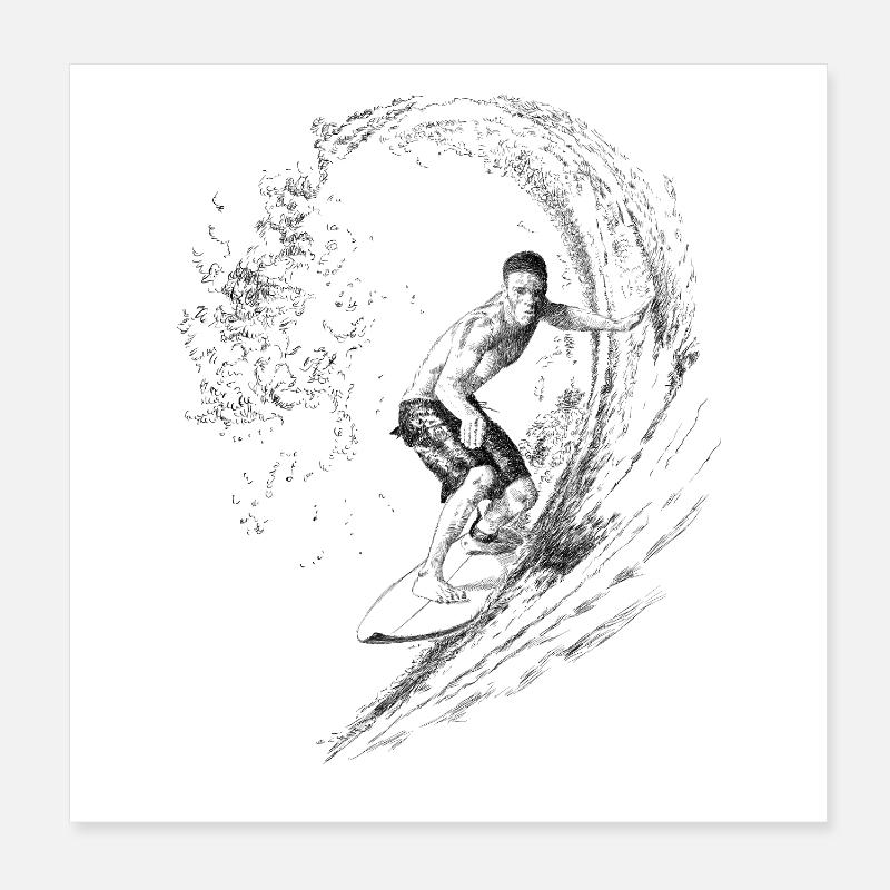 Surfing Poster 8" x 8" (20x20 cm)