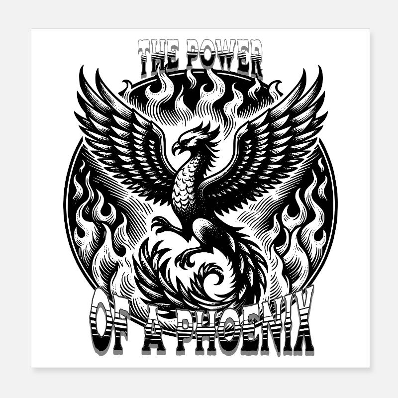 Feuriger Phönix mit Feuer  Poster 20x20 cm