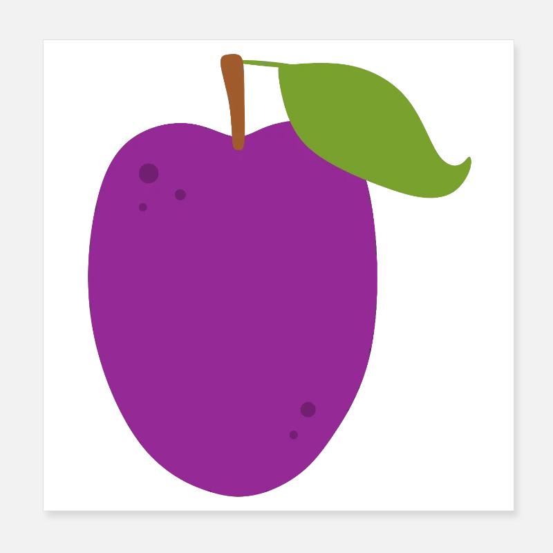 Vibrant Plum Fruit Illustration Poster 8" x 8" (20x20 cm)