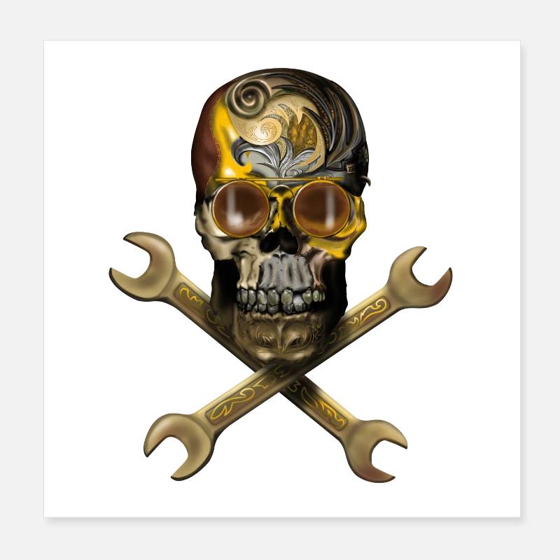 Crâne steampunk avec outils Poster 20 x 20 cm