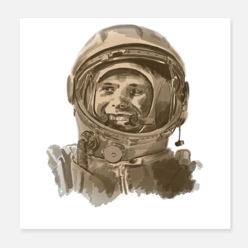 Kosmonaut Portrait with Smiling Visor Poster 20x20 cm