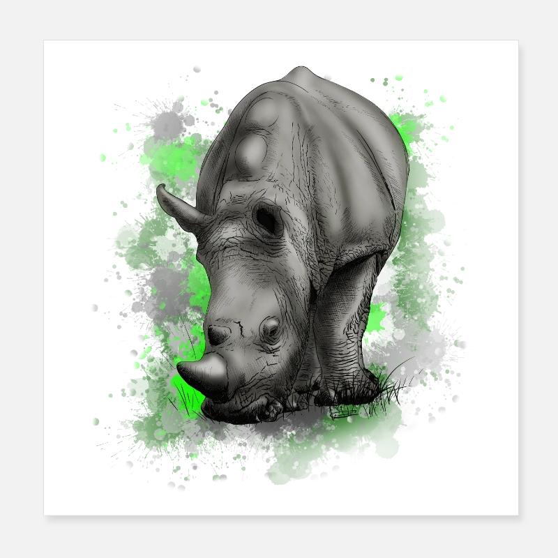 Nashorn Poster 20x20 cm