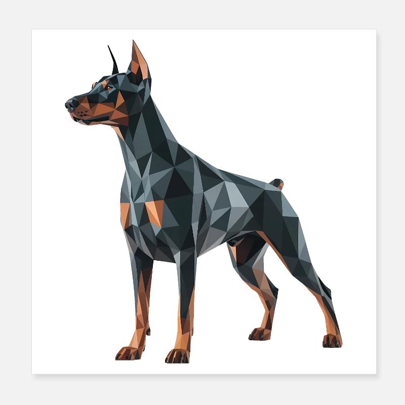 Doberman - Cool Low Poly  Logo Poster 20 x 20 cm