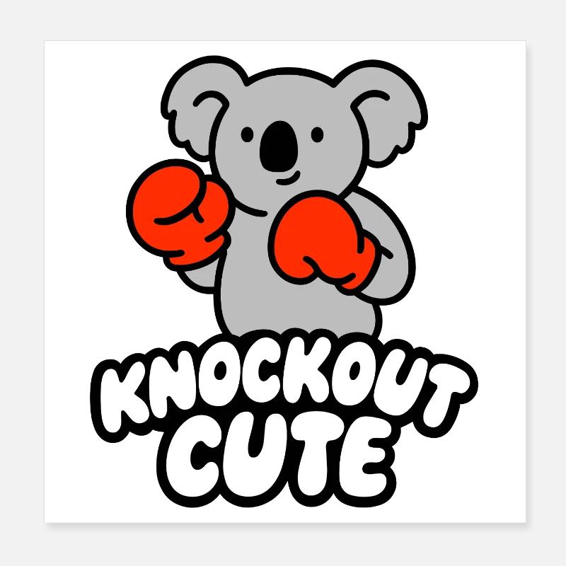Knockout Cute Koala mit Boxhandschuhen Poster 20x20 cm