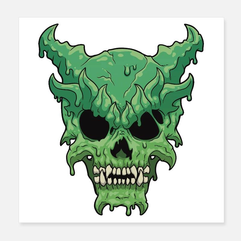 Dripping Green Demon Skull Poster 8" x 8" (20x20 cm)