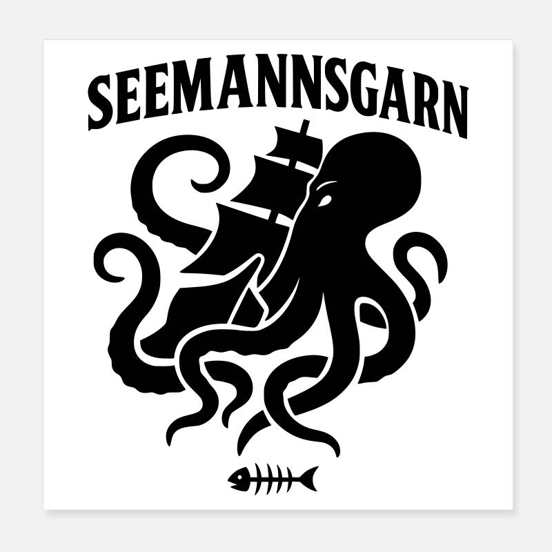 Fil de marin mer maritime octopus navire Poster 20 x 20 cm