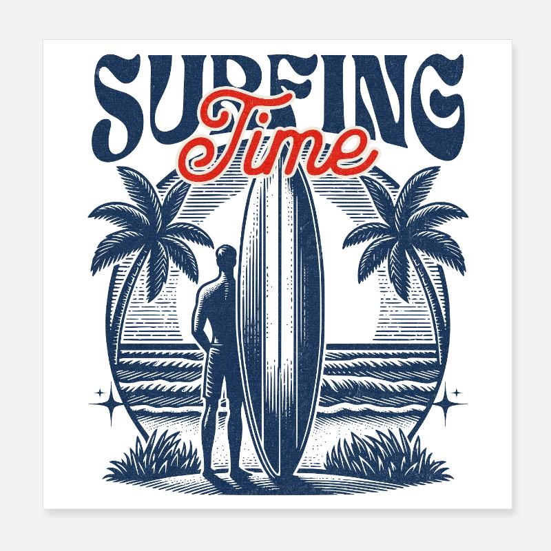 Surfing Time Poster 20x20 cm
