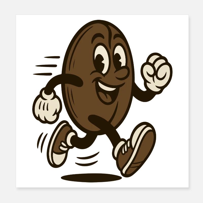 Cheerful Bean in Motion Poster 8" x 8" (20x20 cm)