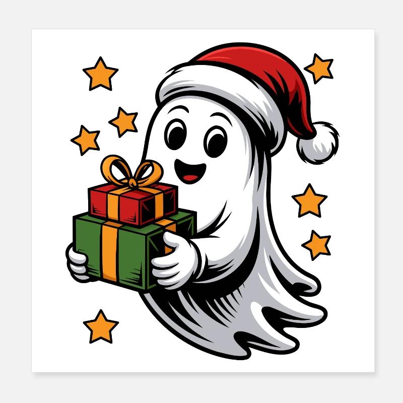 Fantôme avec des cadeaux de Noël Poster 20 x 20 cm