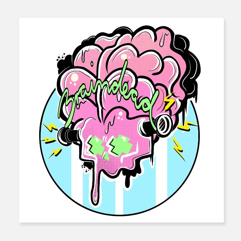 Gehirn Graffiti Power Poster 20x20 cm