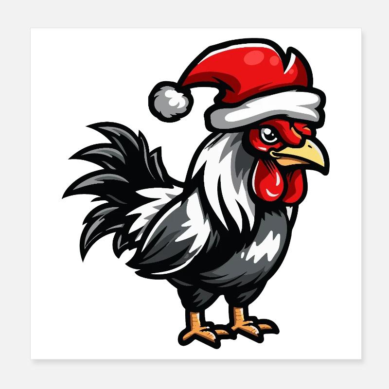 Coq Noël Poster 20 x 20 cm