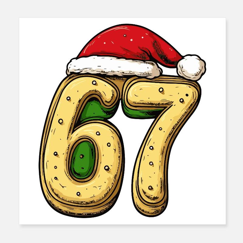 67 Numéro Biscuit Noël Poster 20 x 20 cm