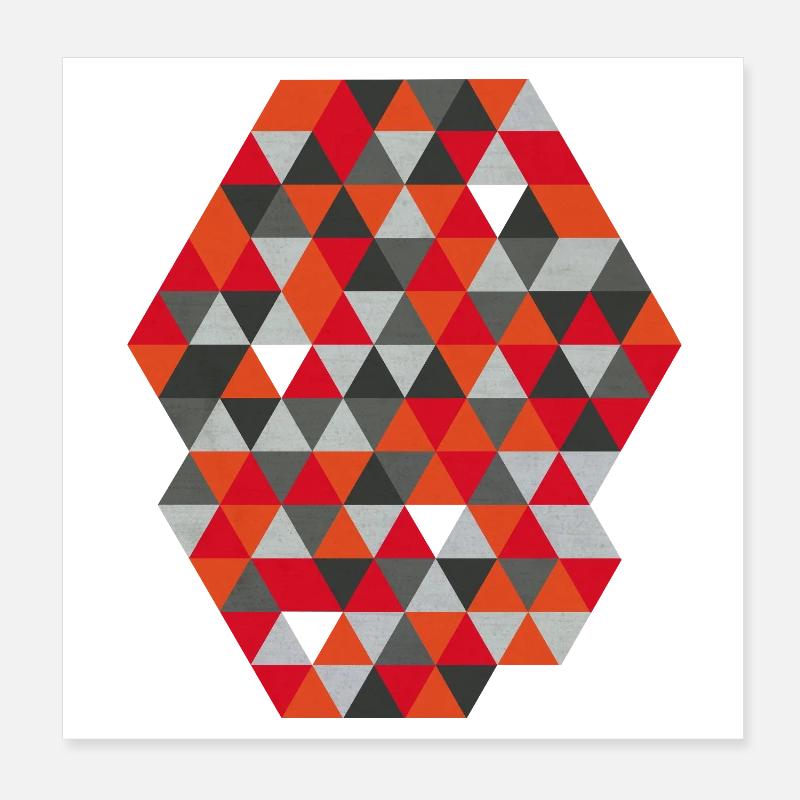 Geometrisches Hexagon Geometric Triangles  Poster 20x20 cm