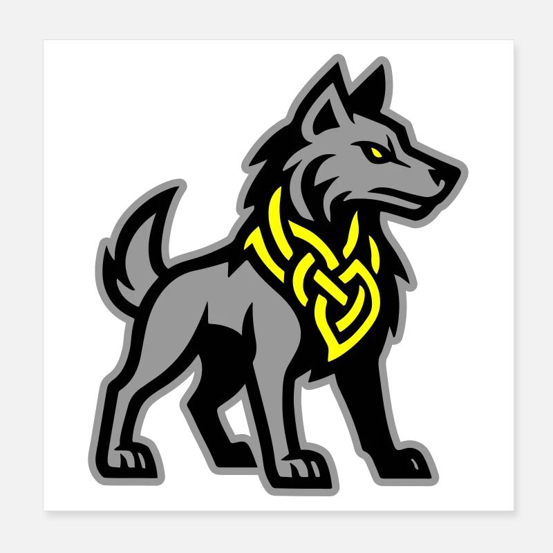 Wolf Wikinger Poster 20x20 cm