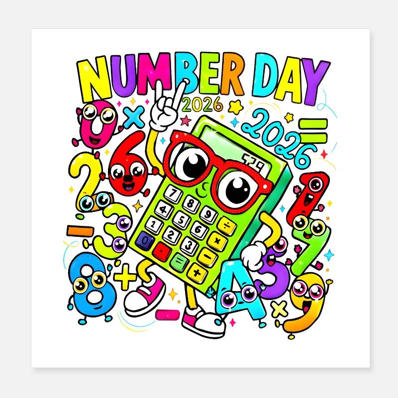 Number Day 2026 Calculator Parade Poster 8" x 8" (20x20 cm)