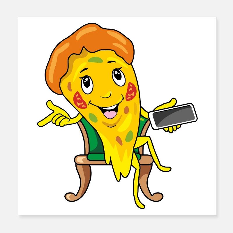 Une part de pizza de dessin animé prend commande Poster 20 x 20 cm