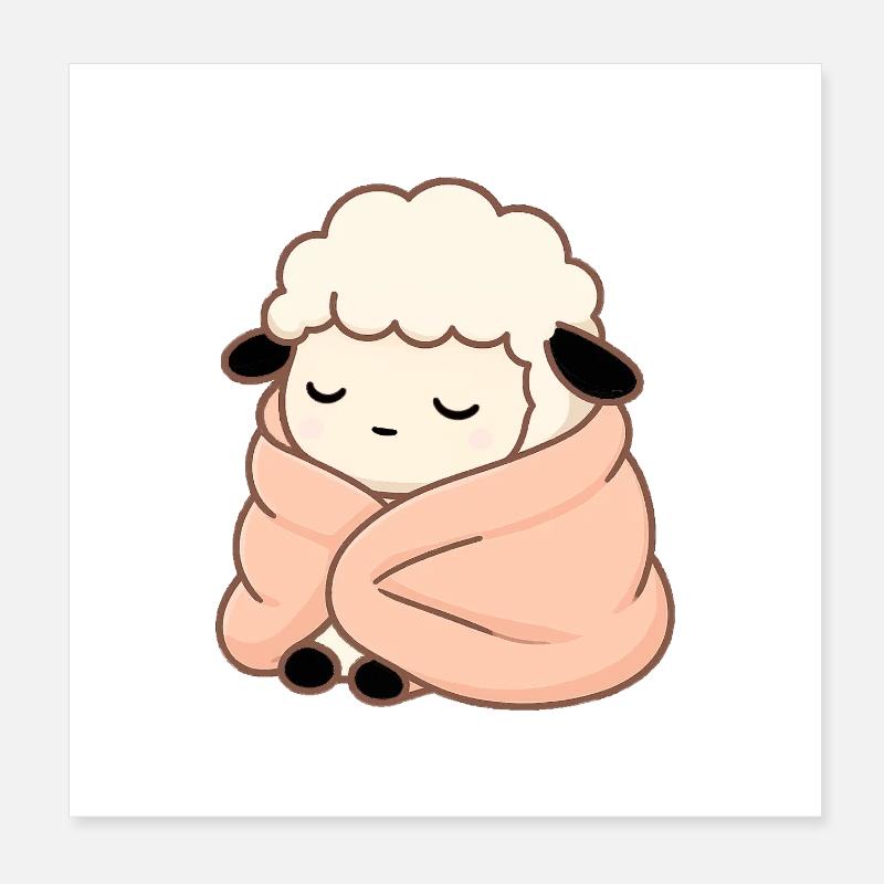 Mouton endormi – Illustration mignonne et douillette Poster 20 x 20 cm