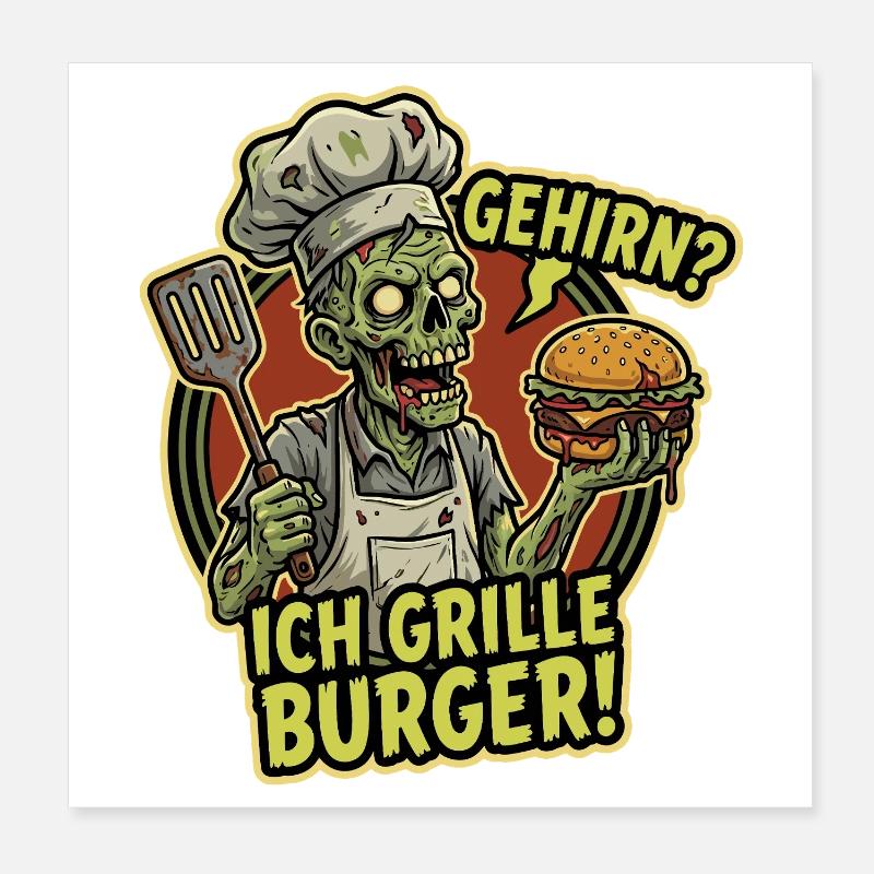 Burger grillé BrainChef Poster 20 x 20 cm