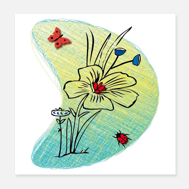 Flower with butterfly Poster 8" x 8" (20x20 cm)