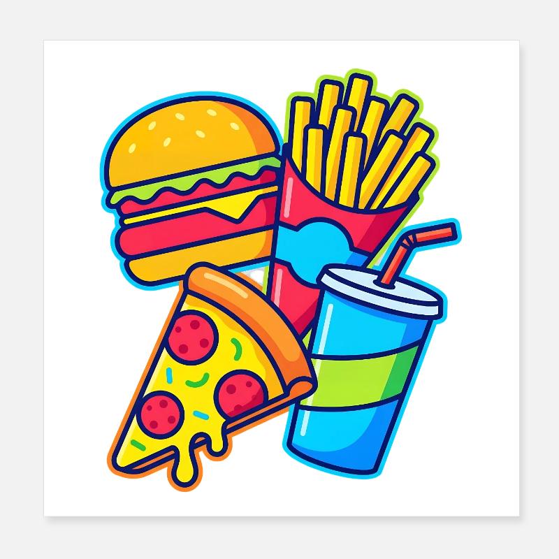 Illustration de combos de restauration rapide Poster 20 x 20 cm