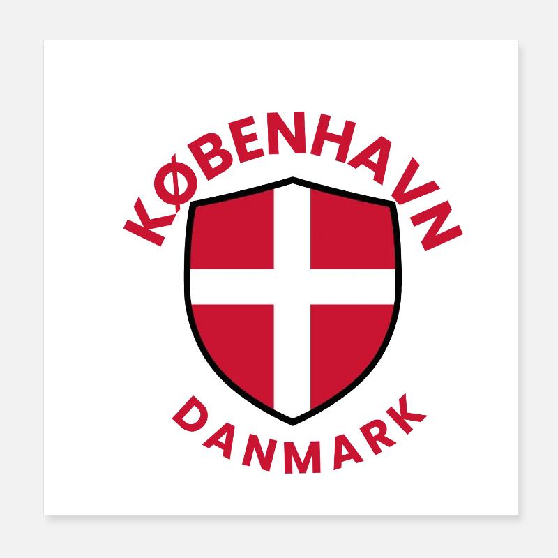 Kopenhagener Schild mit dänischer Flagge Poster 20x20 cm