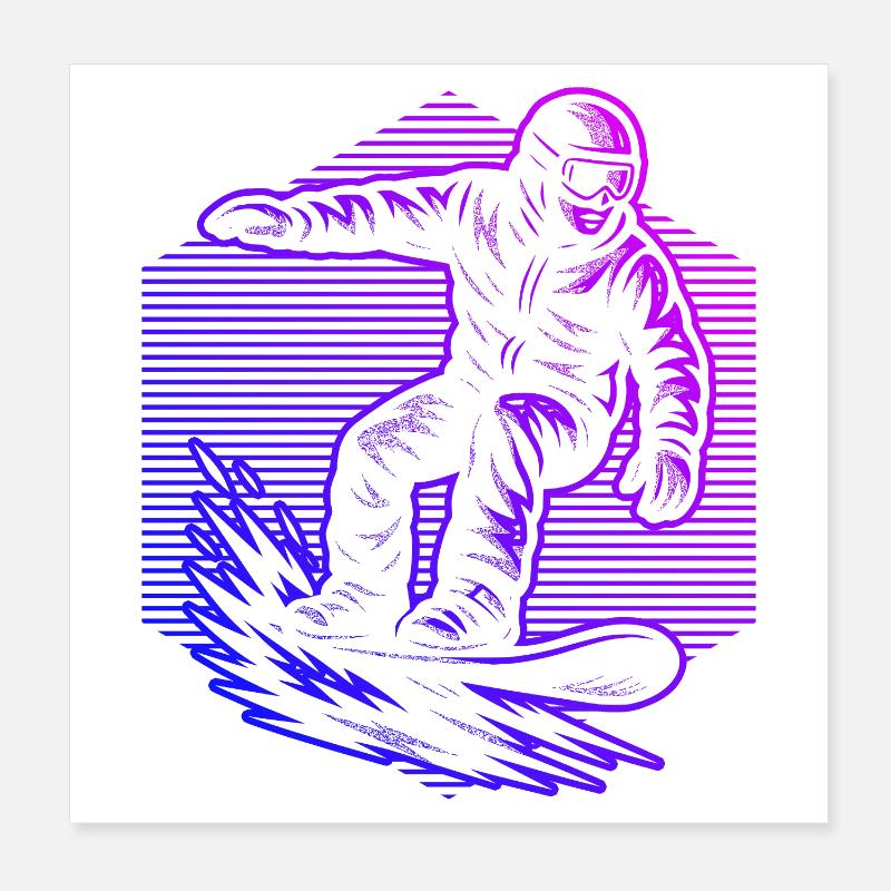 Conception de snowboard pleine de caractère Poster 20 x 20 cm