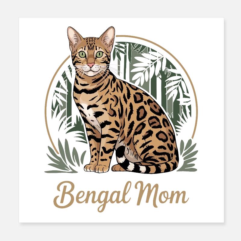 Mignonne maman chatte Bengalie Poster 20 x 20 cm