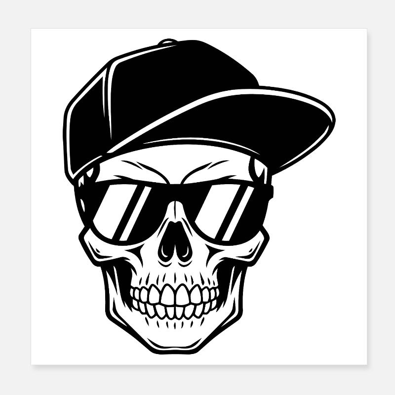 Cartoon Totenkopf mit Cap – freches Comic Design Poster 20x20 cm