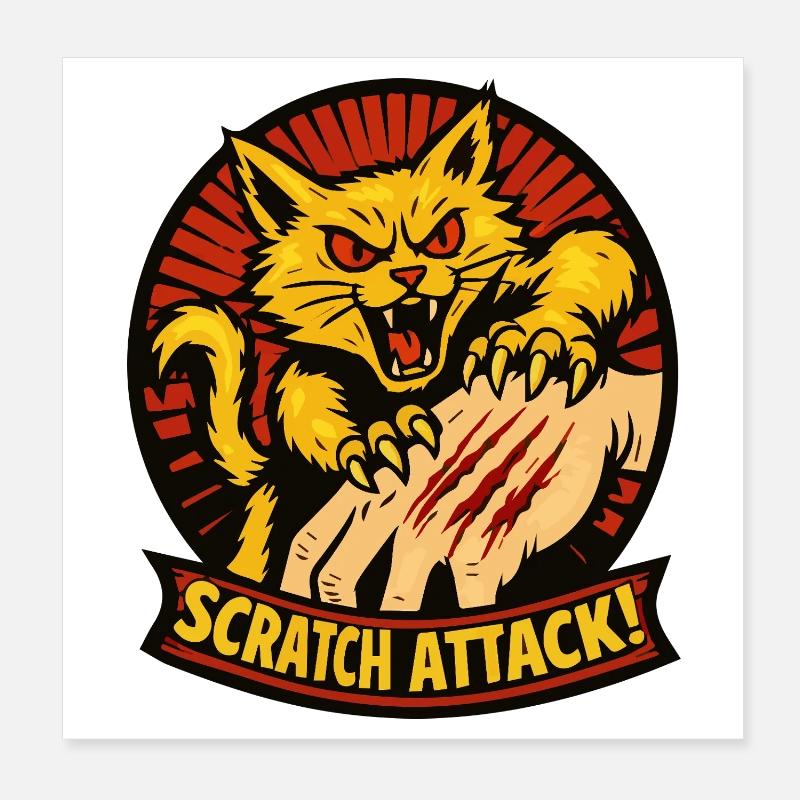 Scratch Attack Angry Cat Claw Design Poster 8" x 8" (20x20 cm)