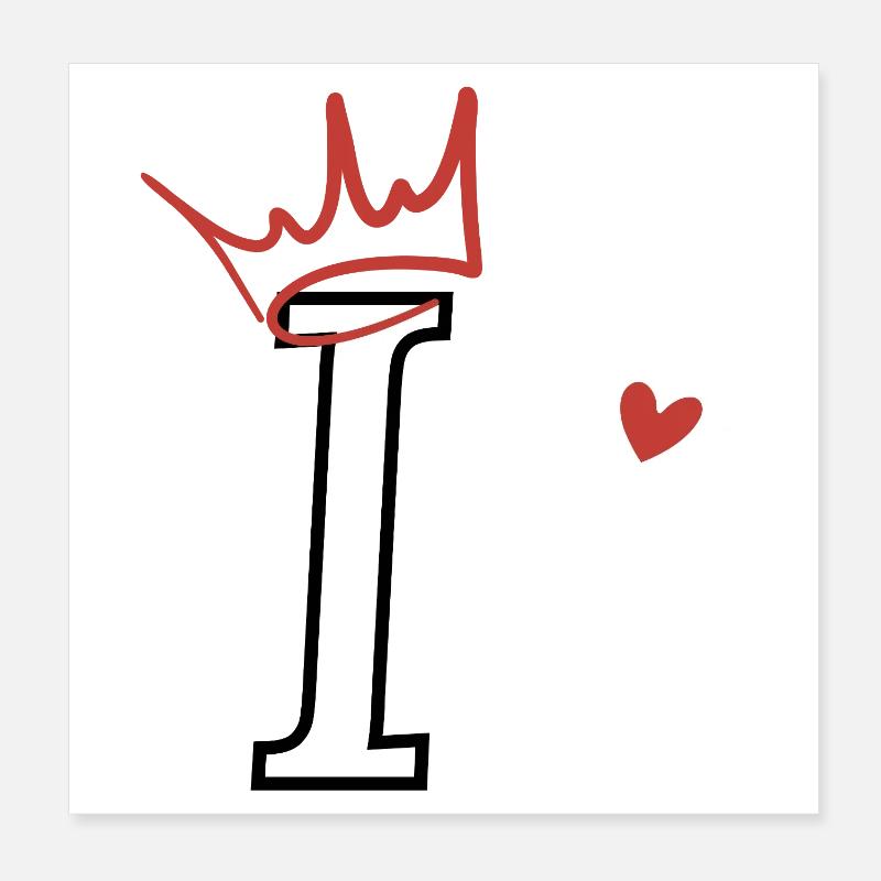 Letter i crown heart Poster 8" x 8" (20x20 cm)