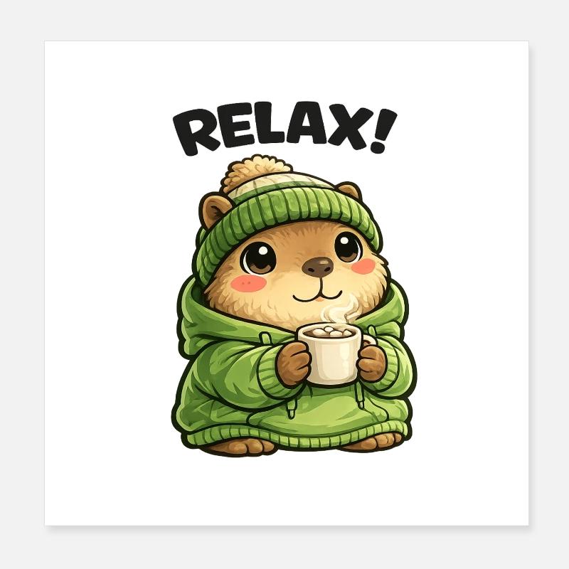 Relax Bear in the Green Pullover Hoodie Poster 8" x 8" (20x20 cm)