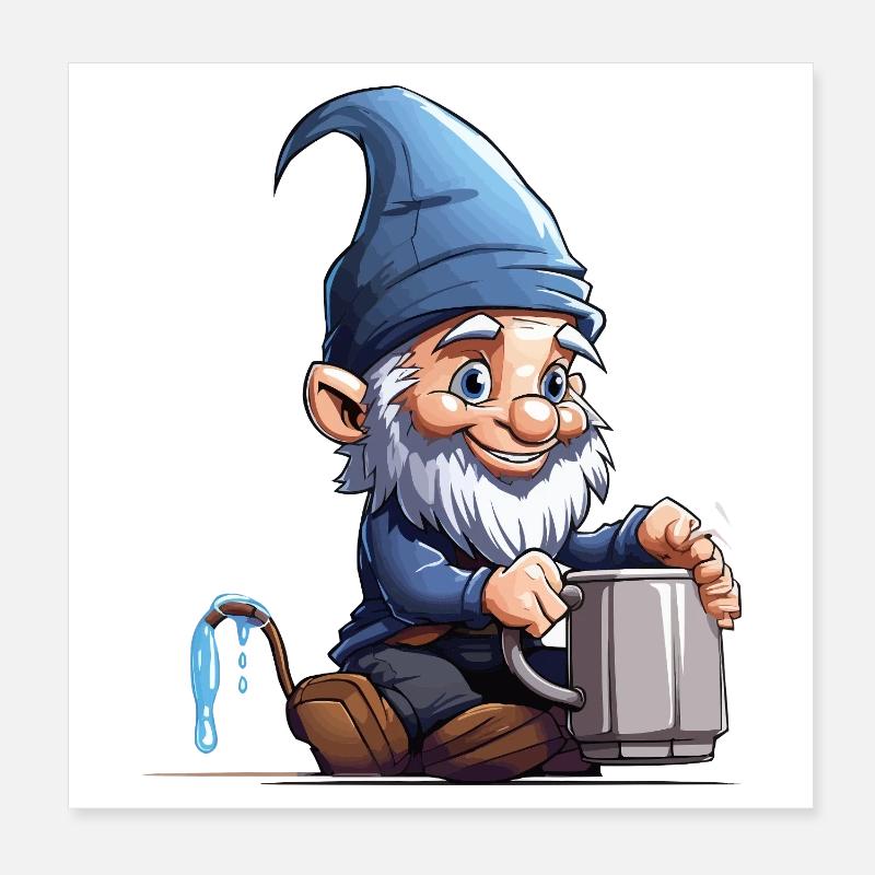 GnomePotterBlue Poster 8" x 8" (20x20 cm)