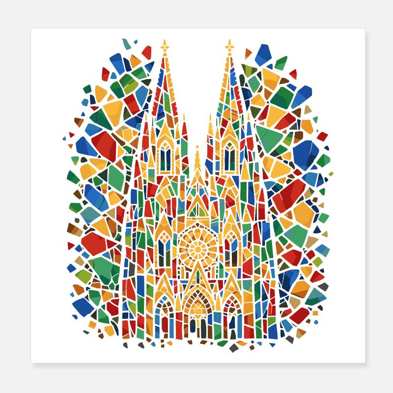 Cathédrale de Cologne Carnaval Confettis Costume Carnaval Poster 20 x 20 cm